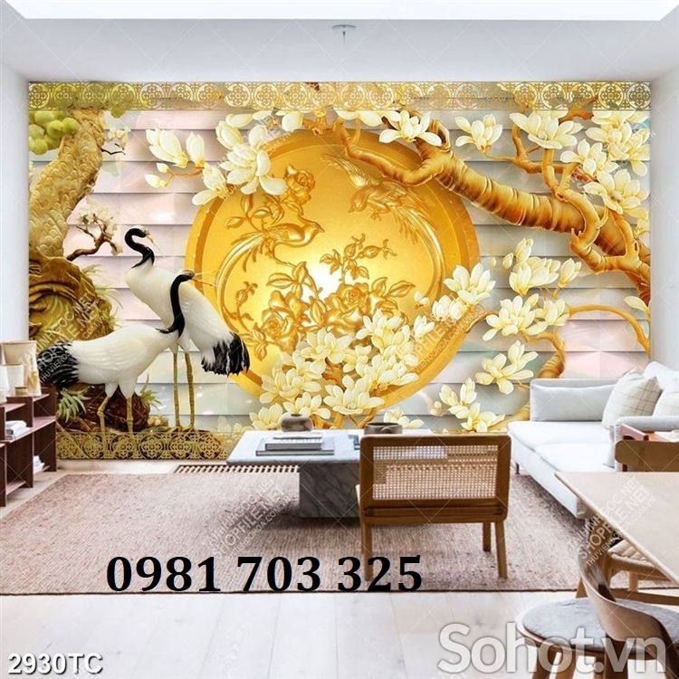 Tranh gạch 3d tùng hạc đẹp