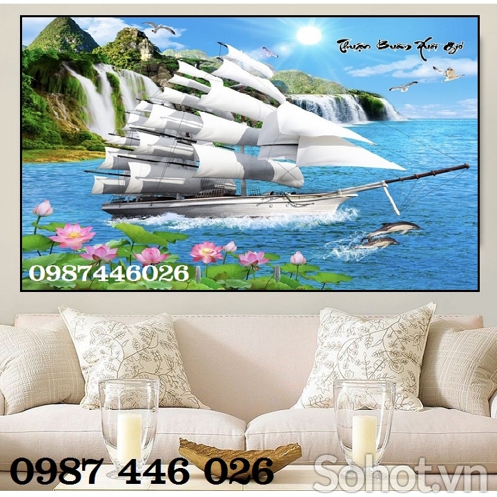 Tranh gạch men thuyền buồm HP2733
