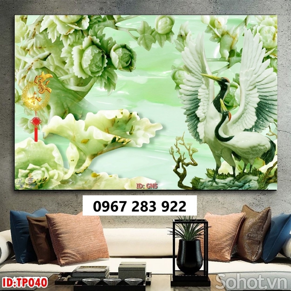Tranh gạch 3d tùng hạc cao cấp