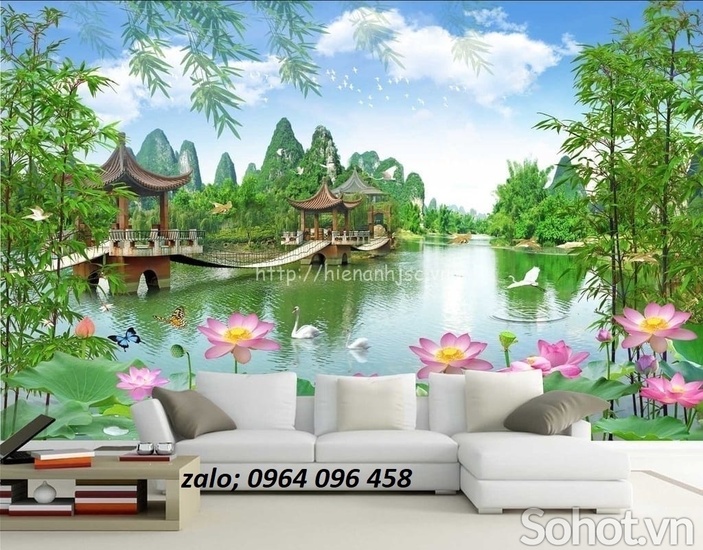 Tranh phong thủy phòng khách tranh gạch 3d
