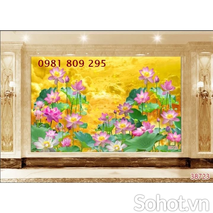 Tranh gạch men hoa sen ốp tường đẹp 3d  HP02892