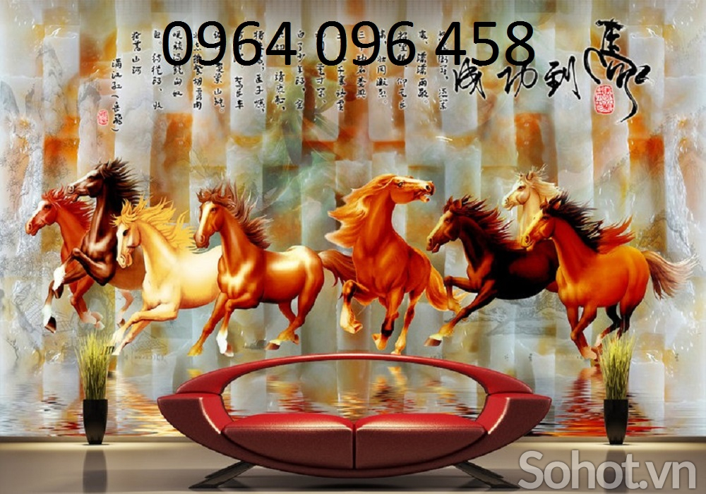 tranh ngựa phòng khách 3d