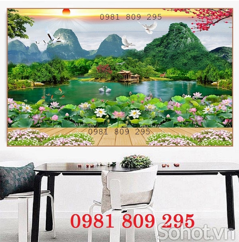 Gạch tranh 3d hồ sen