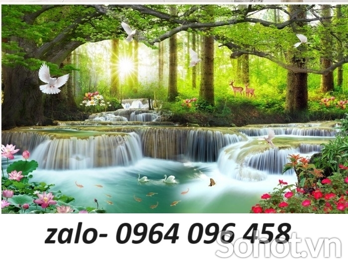 Tranh gạch 3d phong cảnh thác nước chảy - XCV44