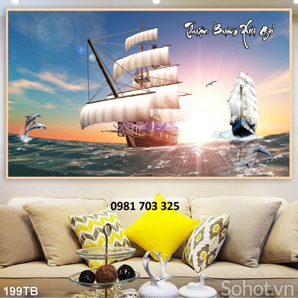 Tranh gạch men thuyền buồm