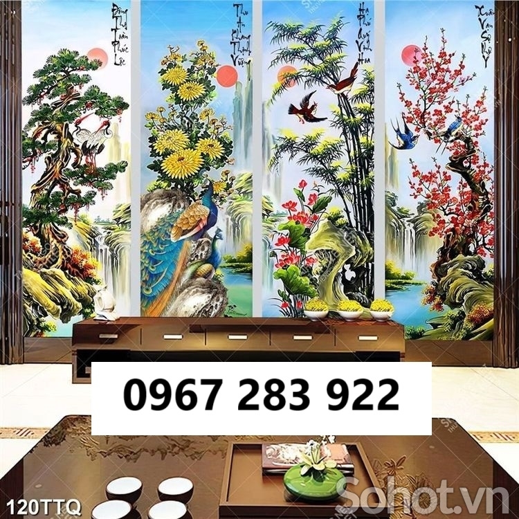 Gạch tranh đẹp tứ quý phong thủy