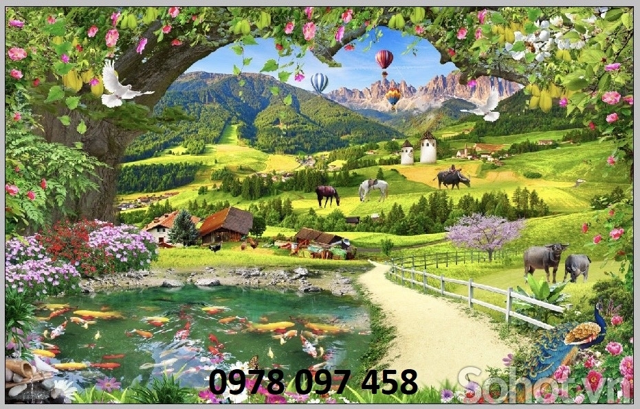 Gạch tranh dán tường đẹp - tranh phong cảnh