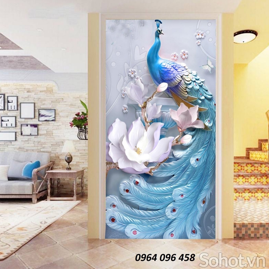 Tranh gạch 3d chim công LJG4