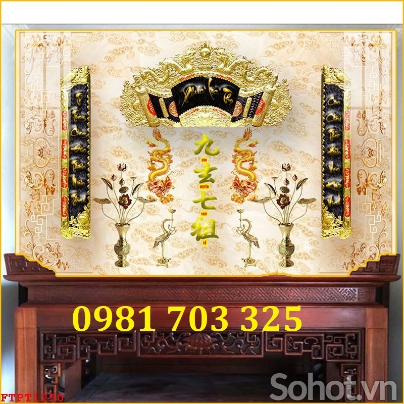 Tranh gạch 3D đẹp trang trí phòng thờ