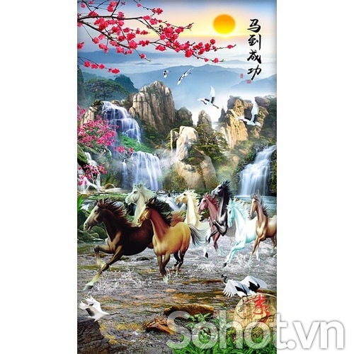 Tranh mã đáo thành công - tranh gạch 3d ốp tường - XCV7