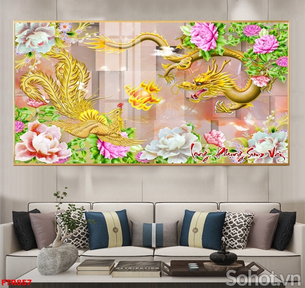 Tranh gạch long phượng phong thủy đẹp