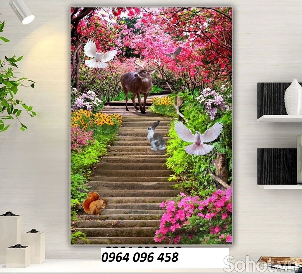 Tranh gạch 3d ốp tường khổ dọc - TNB43