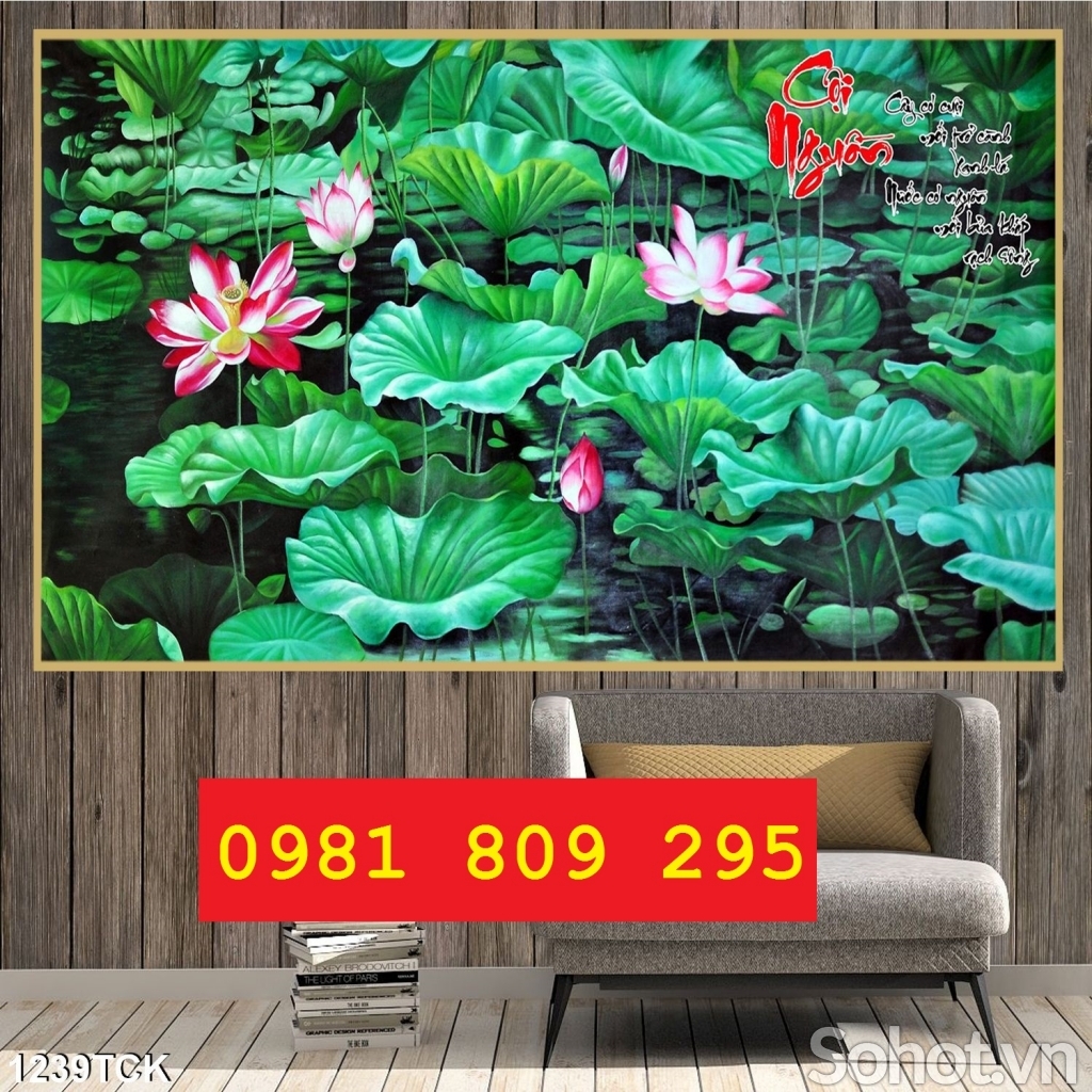Tranh gạch men 3d hoa sen ốp tường Hp4322