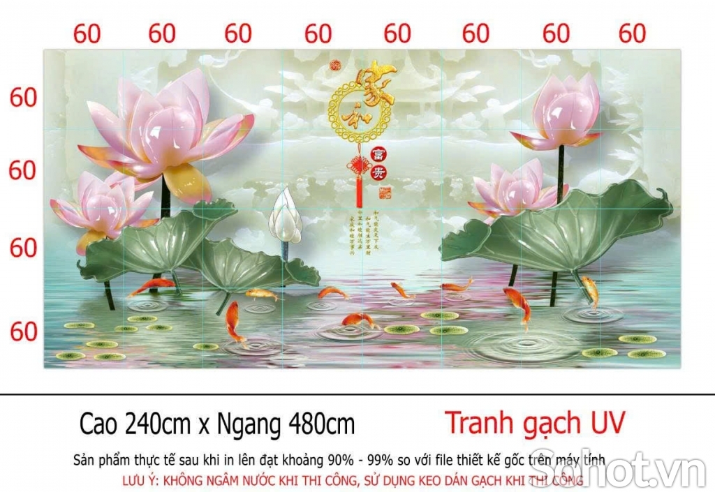 Tranh gạch 3d hoa sen - GXDC33