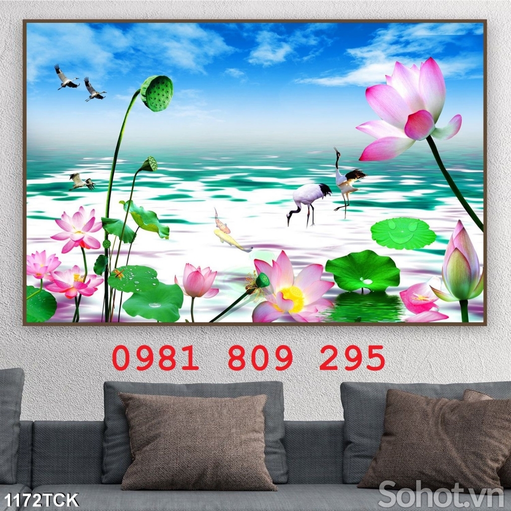 Gạch 3d hoa sen , tranh gạch men