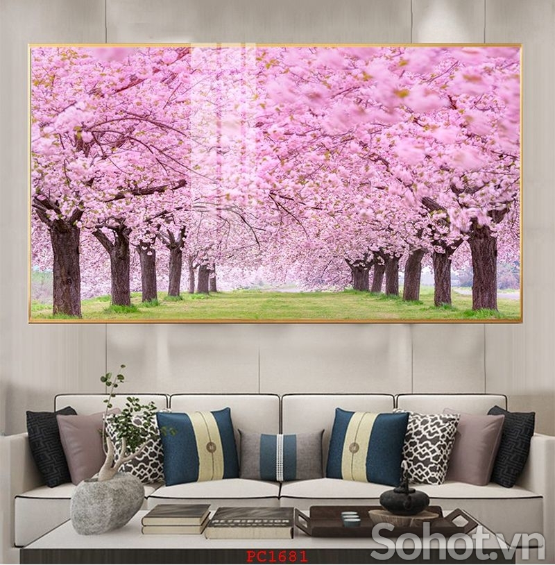 Tranh gạch hoa đào đẹp