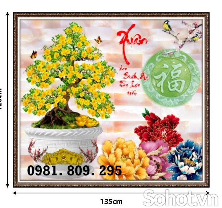 Tranh cao cấp 3d , tranh gạch hoa mai