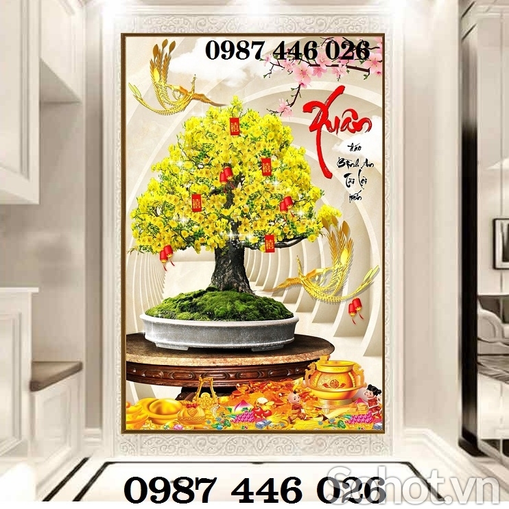 Tranh gạch men hoa mai vàng HP8733