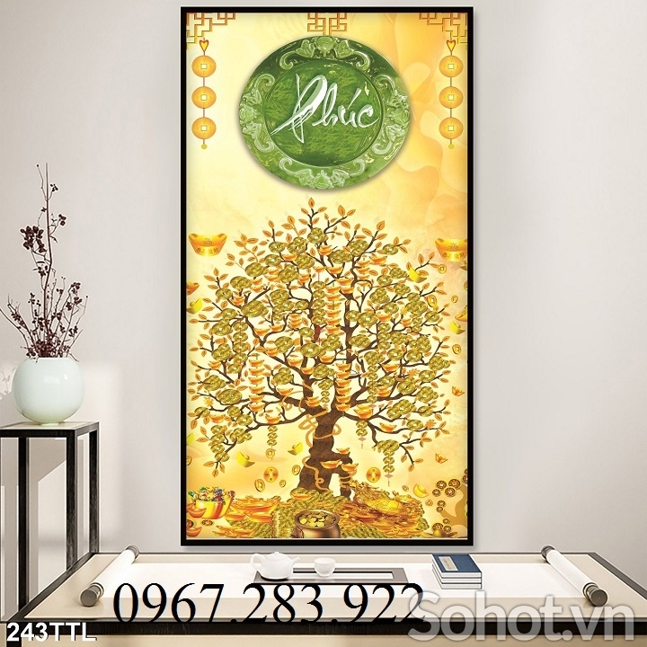 Tranh 3D- Tranh gạch cây kim tiền