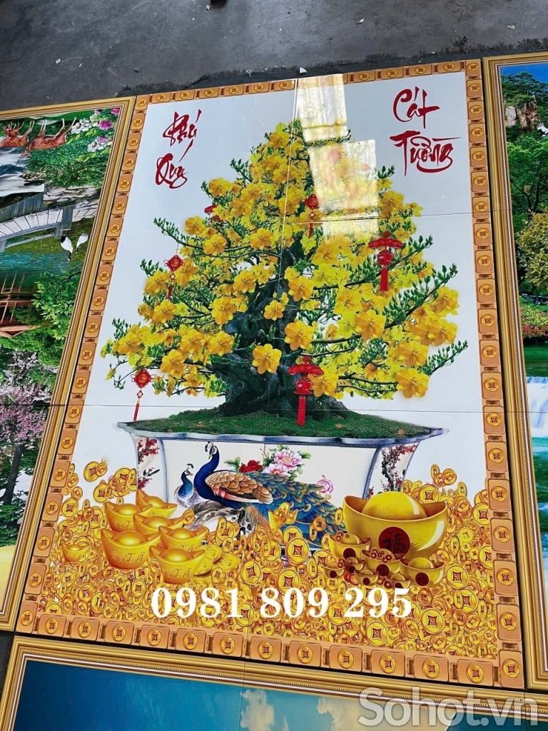 Trang trí 3d , gạch tranh hoa mai 3d