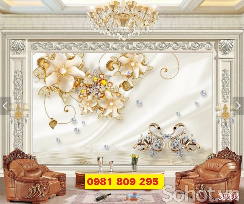 Tranh gạch ốp tường 3d hoa leo tường