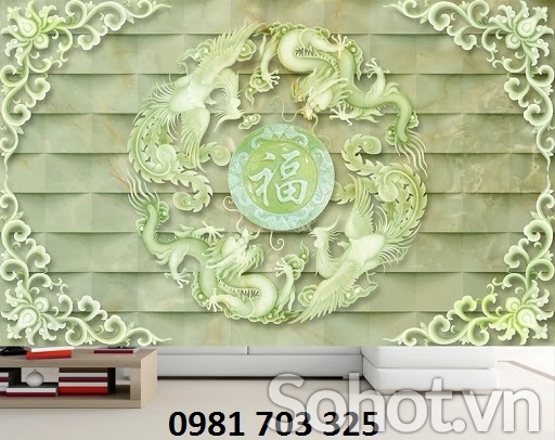 Gạch tranh phong thủy ốp tường- tranh rồng