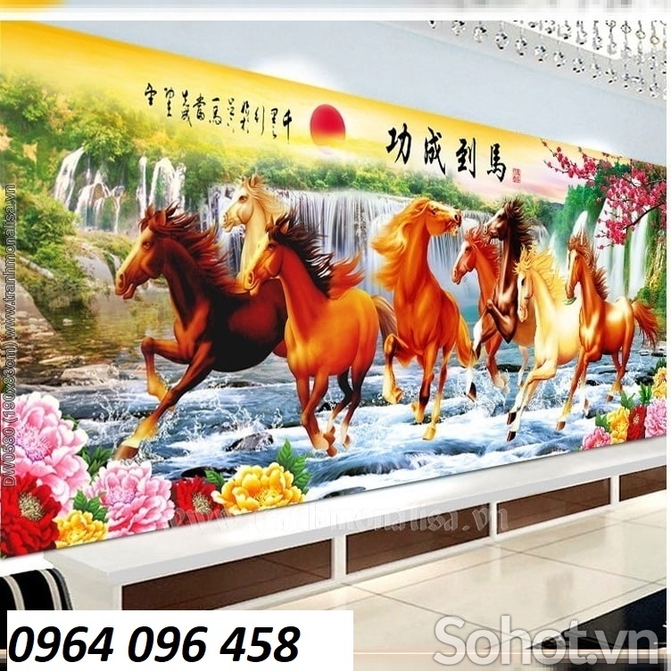 Tranh mã đáo thành công gạch tranh 3d ốp tường - 77CV