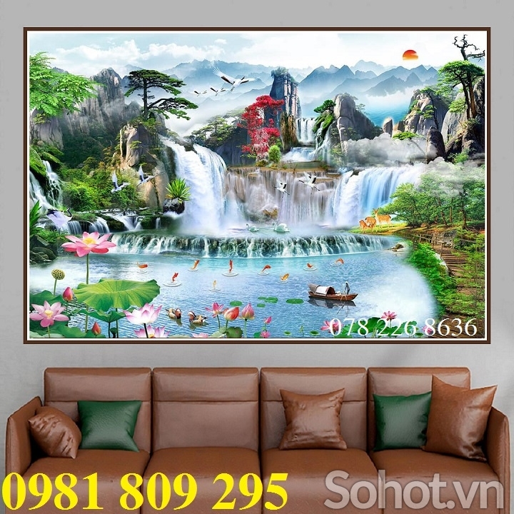 Gạch tranh ốp tường thác nước đẹp nhất