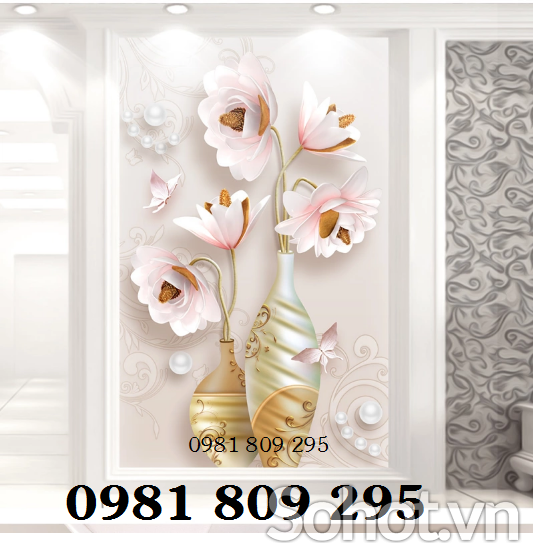 Tranh gạch men bình hoa