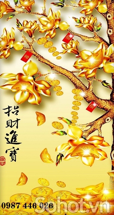 Tranh gạch men cây tài lộc HP773