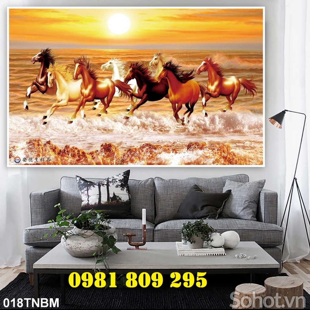 Tranh bát mã - tranh gach 3d phong thủy