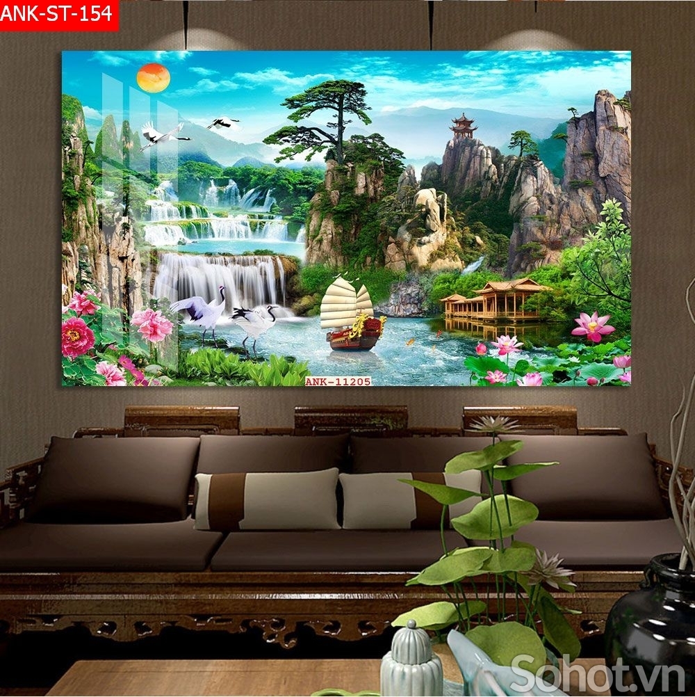 Tranh gạch 3d ốp tường phong thủy phòng khách - CV533
