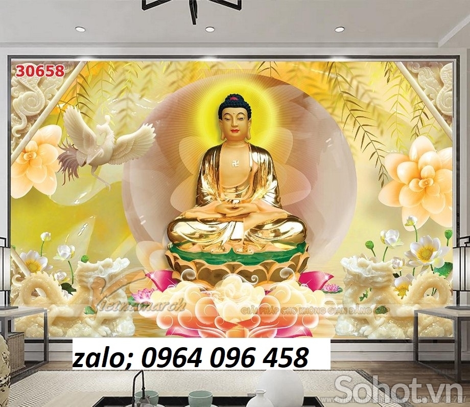 Tranh gạch hình phật 3d - gạch tranh 3d ốp tường - 32XNNB