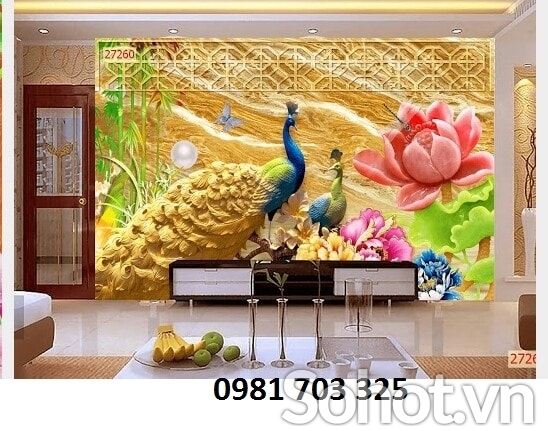 Tranh gạch chim công- tranh phong thủy