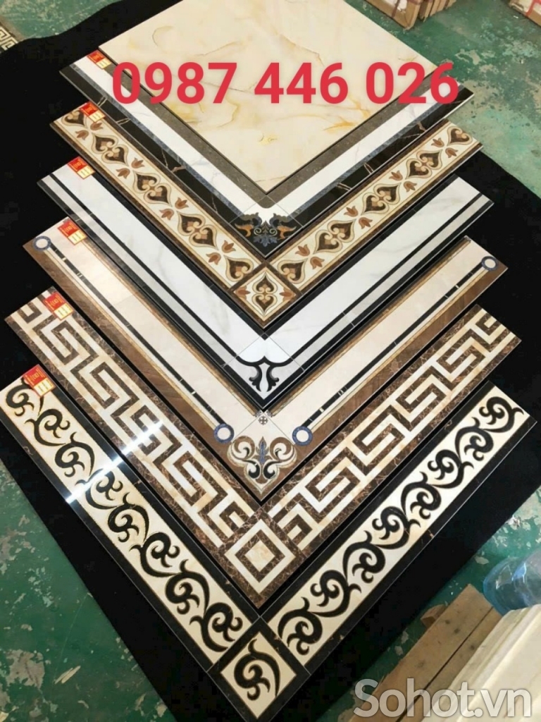 Viền gạch khắc vàng cao cấp 15x80cm