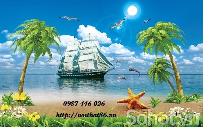 Tranh gạch men thuyền buồm HP7273