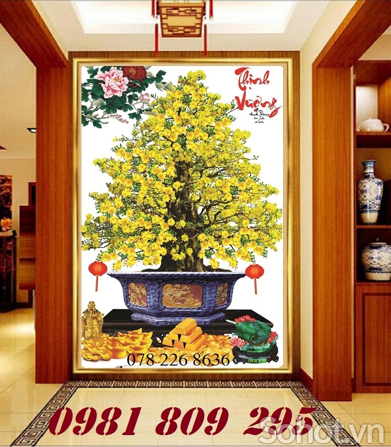 Gạch tranh 3d mai vàng ốp tường