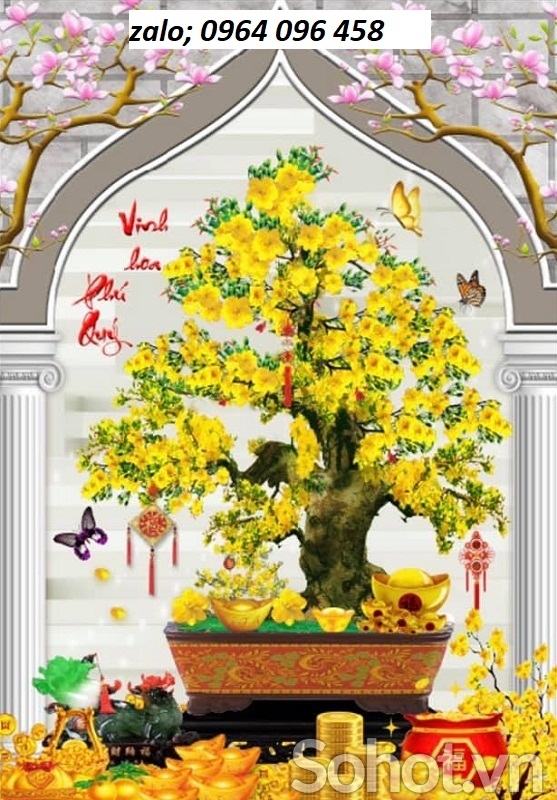 Tranh gạch 3d cây mai vàng - LFCV32