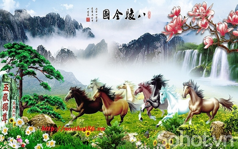 Tranh gạch men mã đáo thành công HP9723