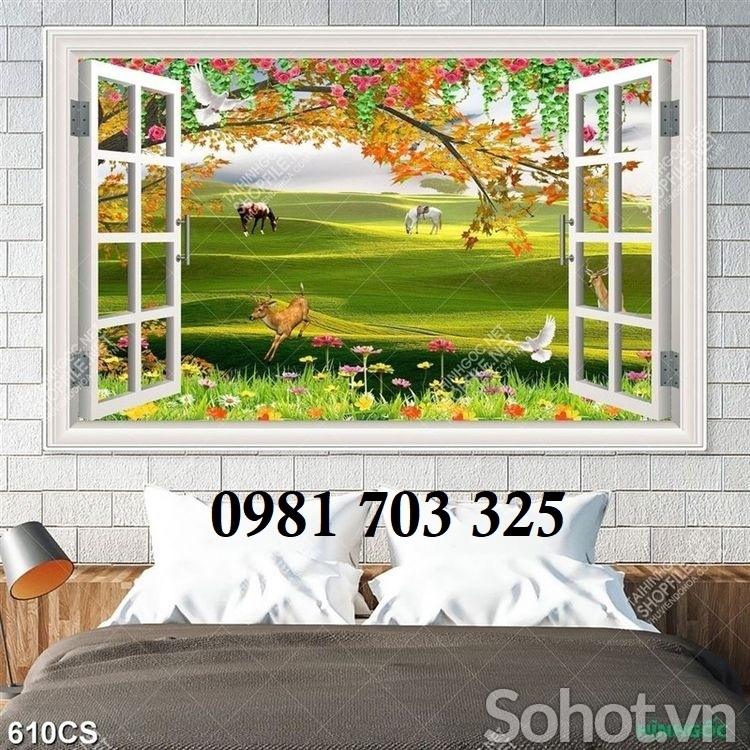 Tranh gạch 3D cửa sổ, tranh đẹp ốp tường