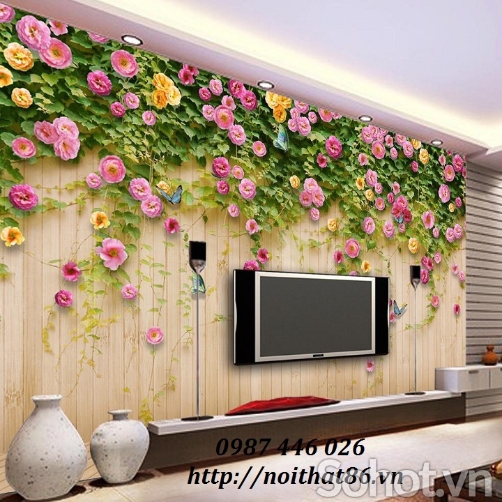 Tranh giàn hoa, gạch tranh hoa hồng HP9823