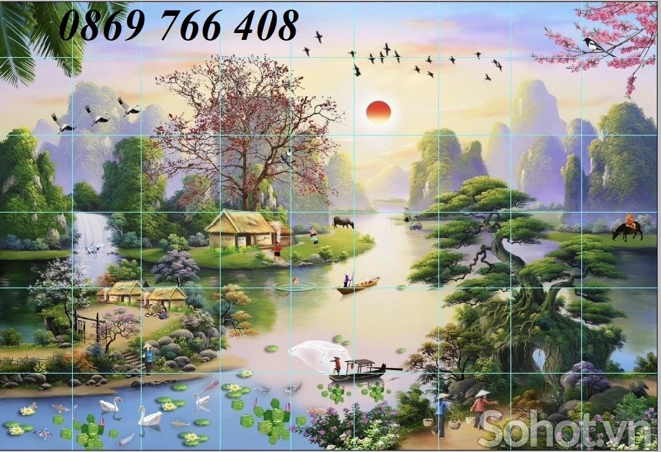 Tranh gạch-tranh 3D đồng quê