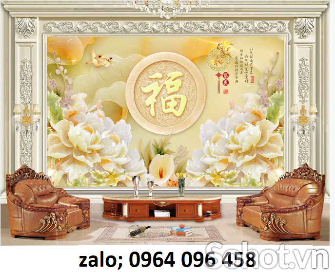Tranh gạch 3d phong thủy phòng khách - KJH76
