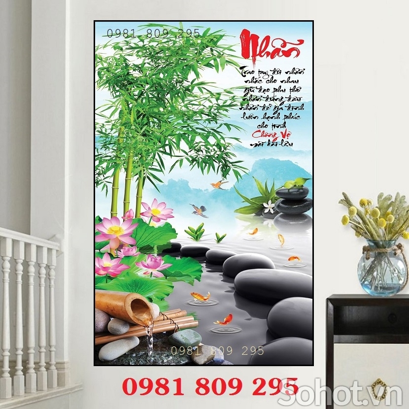 Tranh gạch cảnh tre trúc