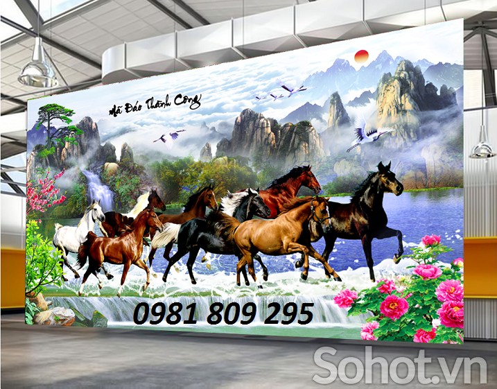 tranh gạch men 3d mã đáo thành công