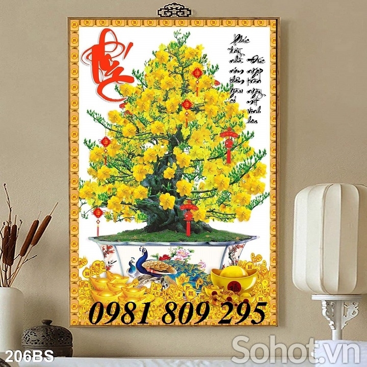 Tranh 3d hoa mai , gạch tranh mới HN939