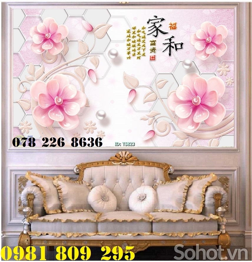 Gạch tranh ốp tường 3d tường hoa đẹp