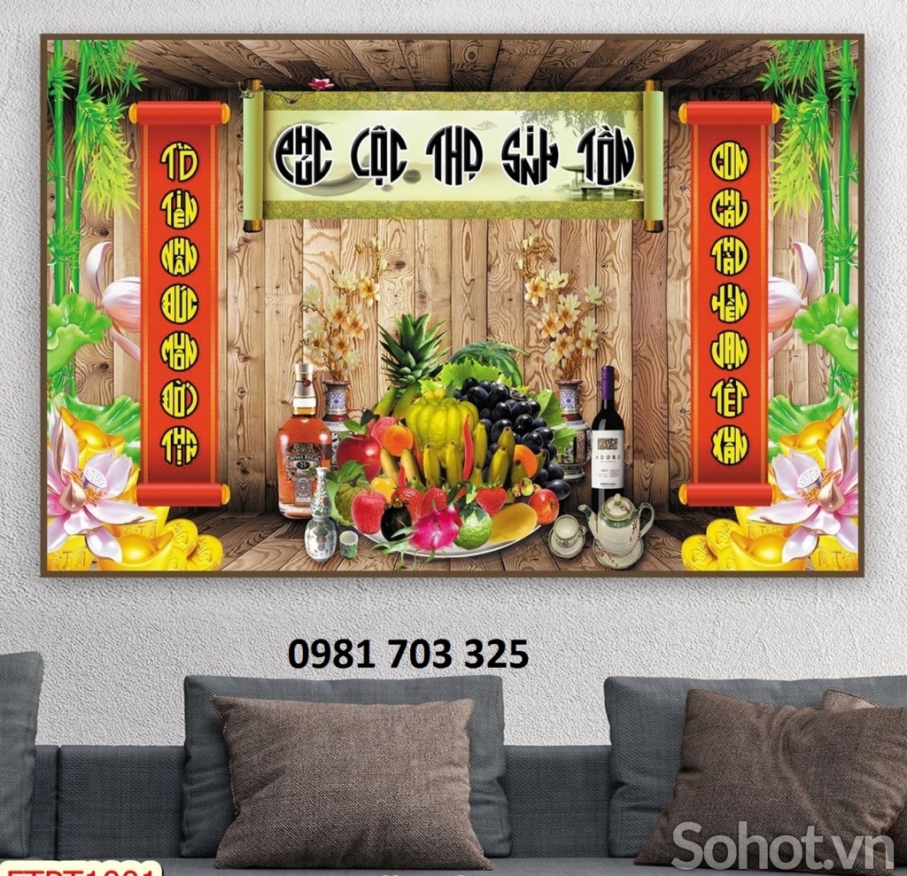 tranh 3D phòng thờ, tranh gạch men