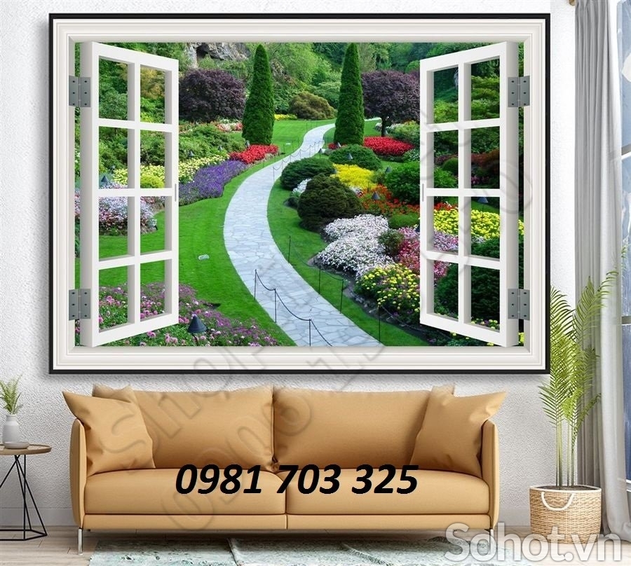 Gạch tranh 3d cảnh cửa sổ