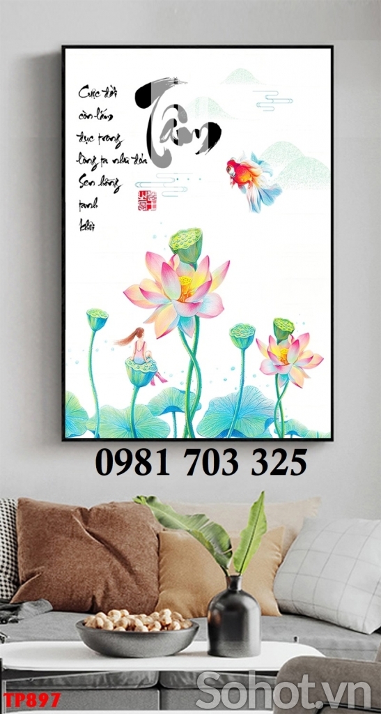 Gạch tranh đẹp thư pháp 3D